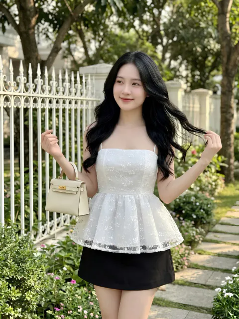 Áo 2 Dây Ren Peplum Cao Cấp