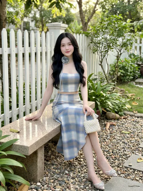 Set Rời Kẻ Pastel Phối Chân Váy Đuôi Cá Tôn Dáng