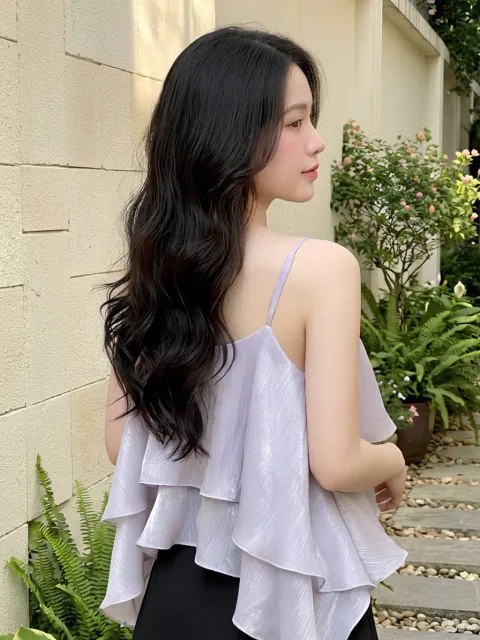 Set Áo Voan Tơ và Chân Váy Li Tầng Cao Cấp