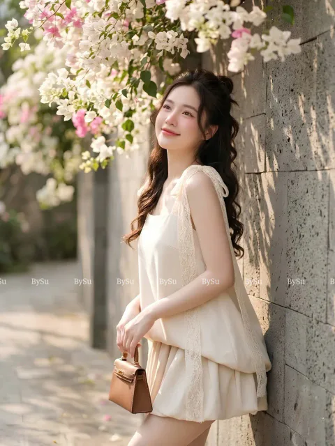 Set Áo 2 Dây Và Quần Bí Linen Cao Cấp
