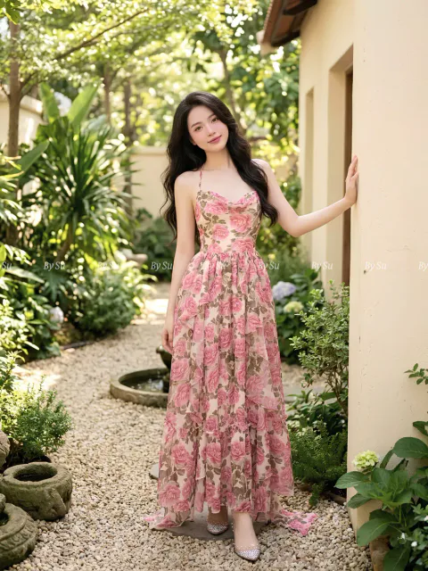 Đầm Hoa Hồng Vintage