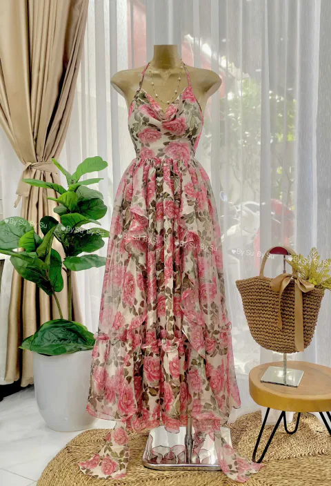 Đầm Hoa Hồng Vintage