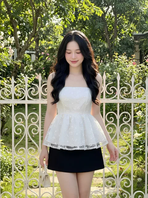 Áo 2 Dây Ren Peplum Cao Cấp