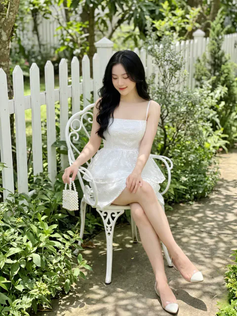Set Áo Hai Dây Peplum Ren Thêu Hoa Tinh Khôi