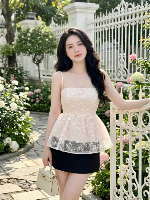 Áo 2 Dây Ren Peplum Cao Cấp
