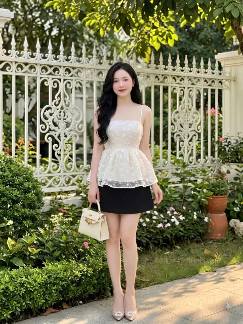 Áo 2 Dây Ren Peplum Cao Cấp